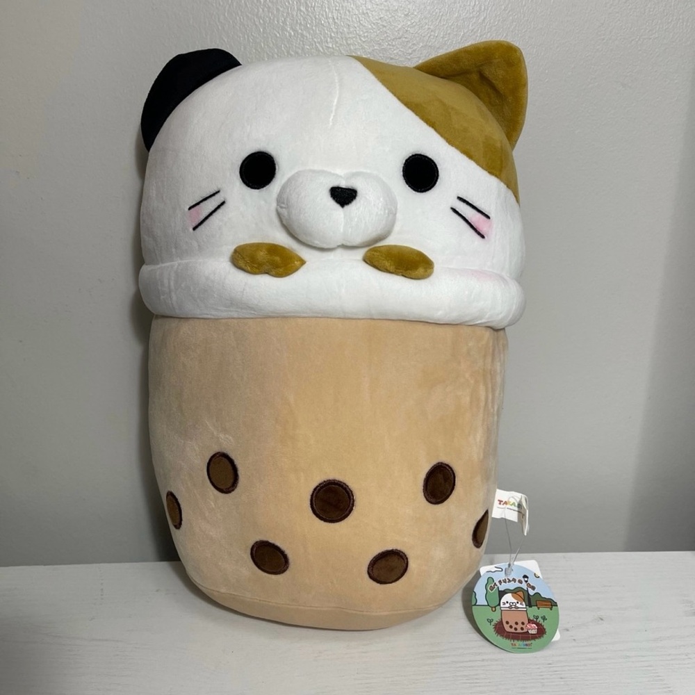 Takashoji Calico Cat in Boba Tea Costume Plush